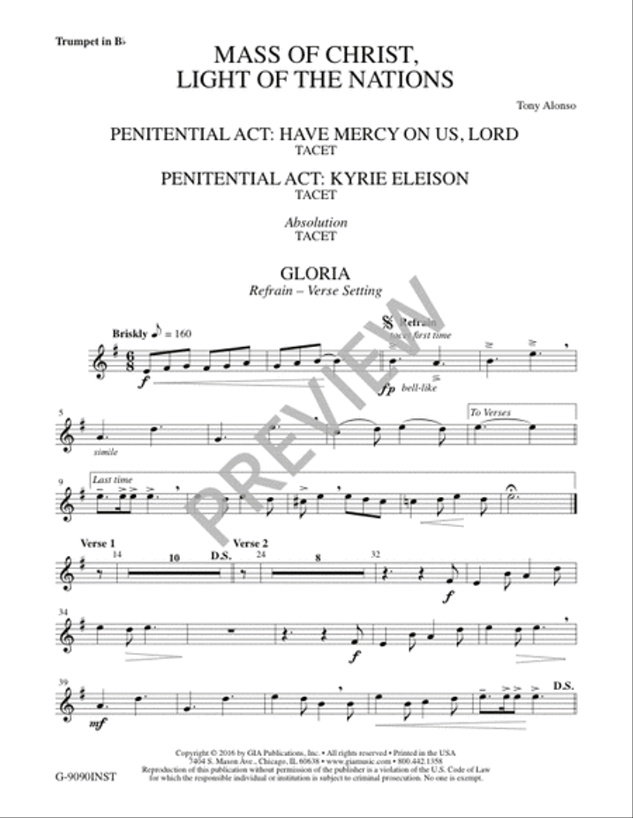 Mass of Christ, Light of the Nations - Instrument edition