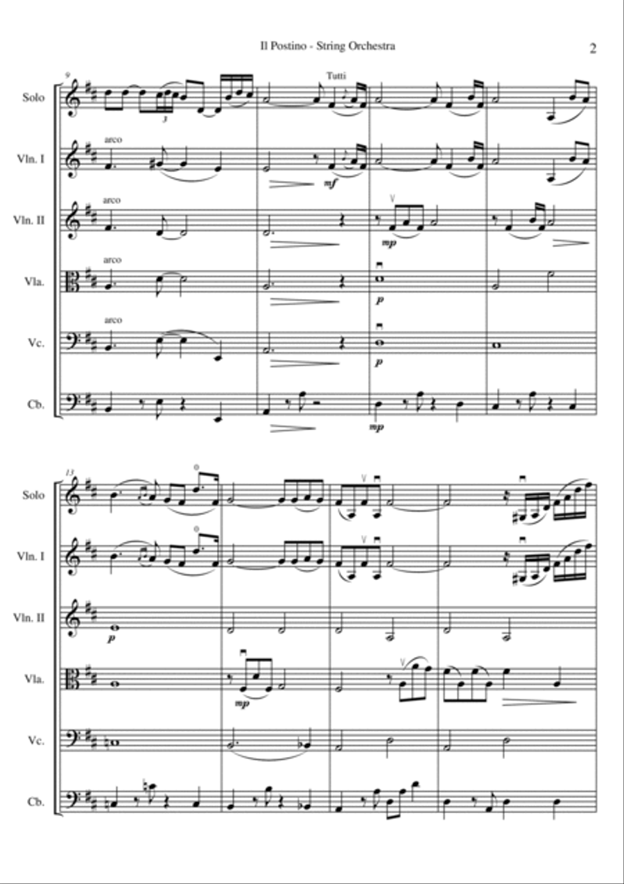 Il Postino (the Postman) String Quintet scores gallery preview page 2