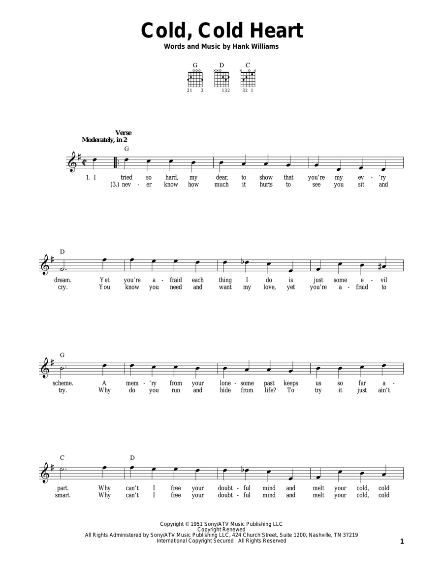 Cold, Cold Heart Electric Guitar scores gallery preview page 1