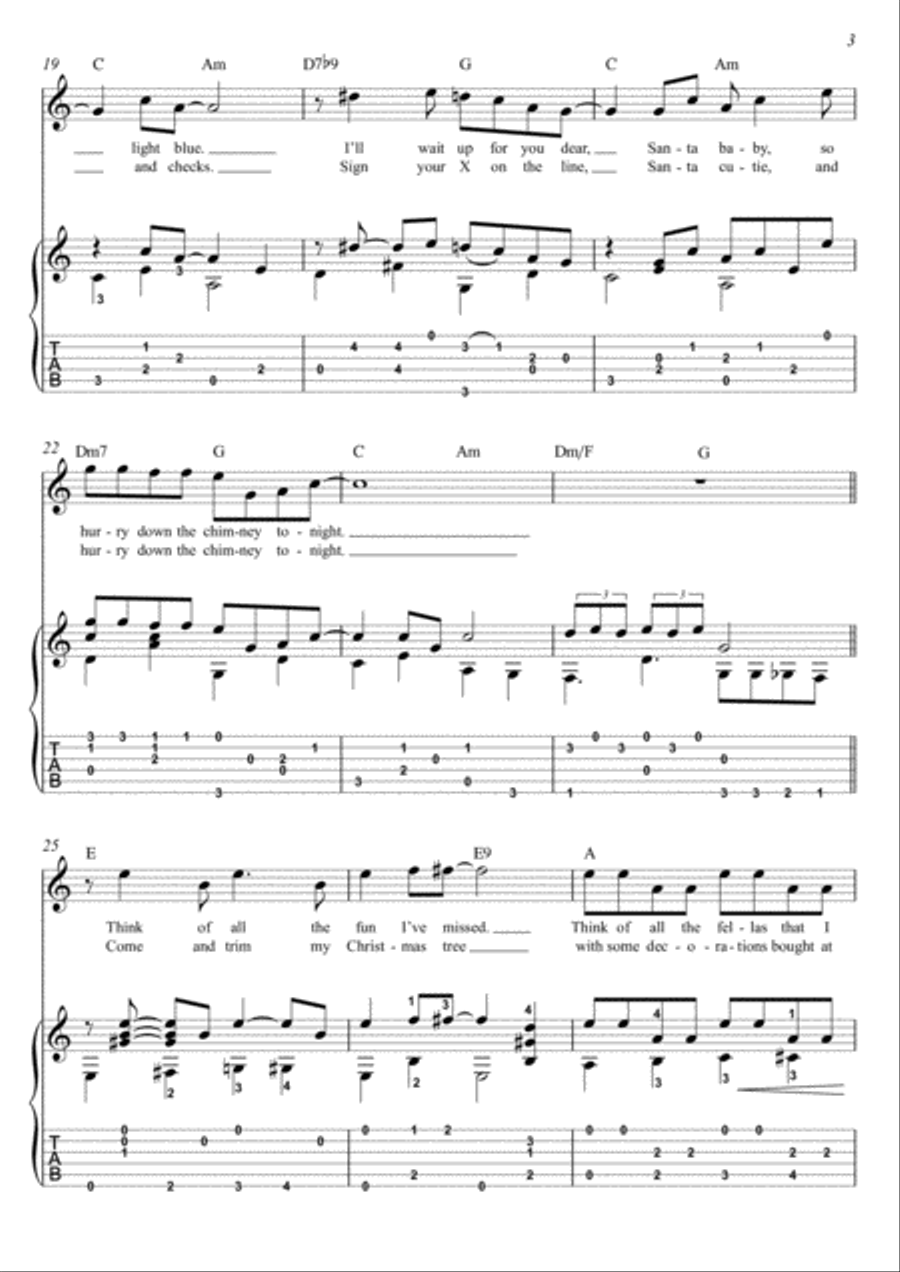 Santa Baby Guitar Tablature scores gallery preview page 3