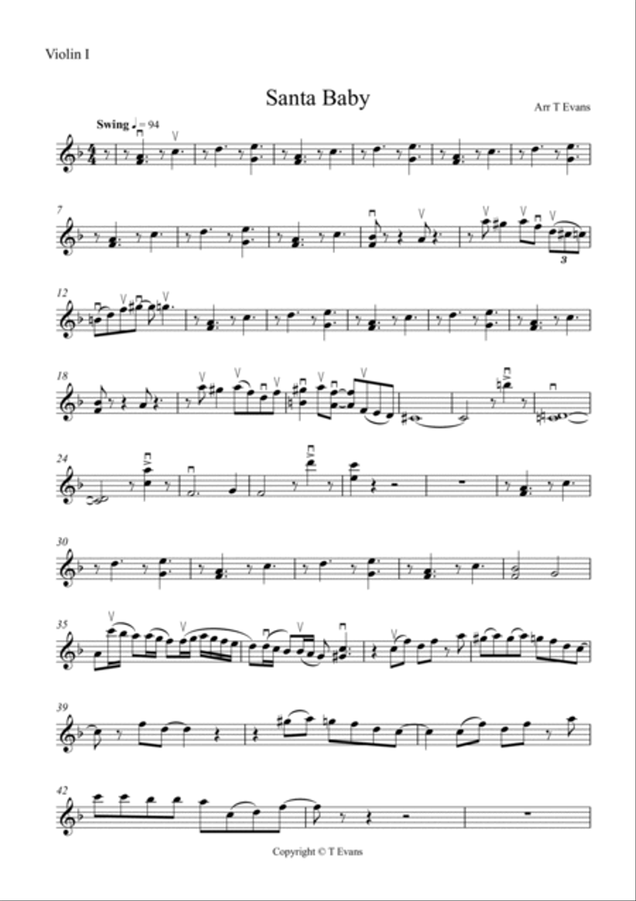 Santa Baby String Quartet scores gallery preview page 6