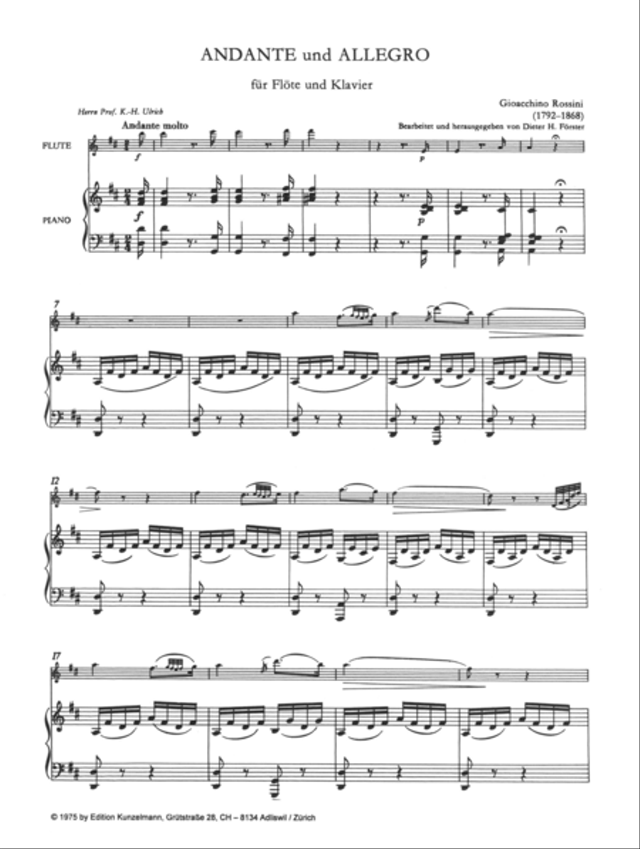 Andante and allegro Flute Solo scores gallery preview page 2