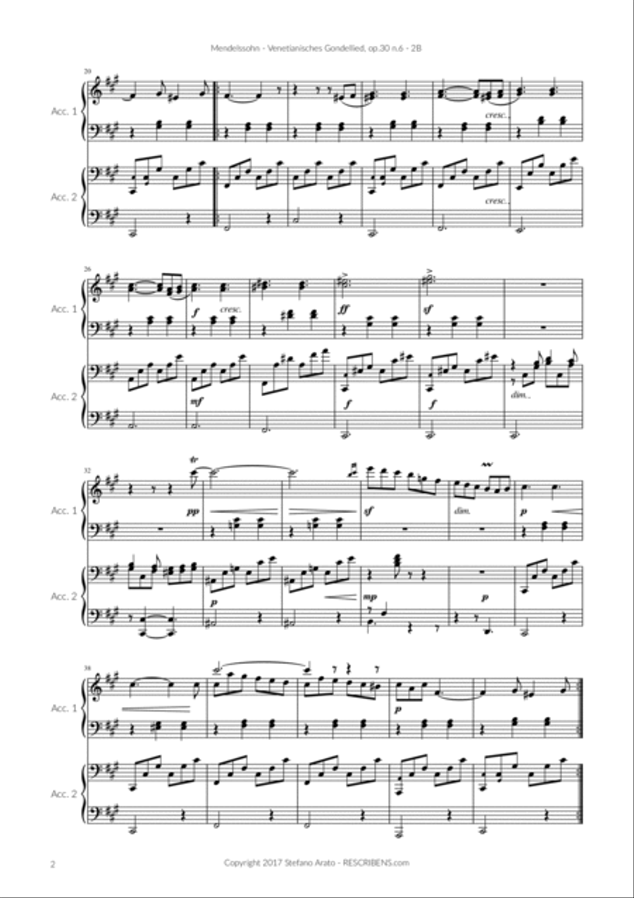 Lieder ohne Worte op.30 n.6 (2B) Accordion scores gallery preview page 4
