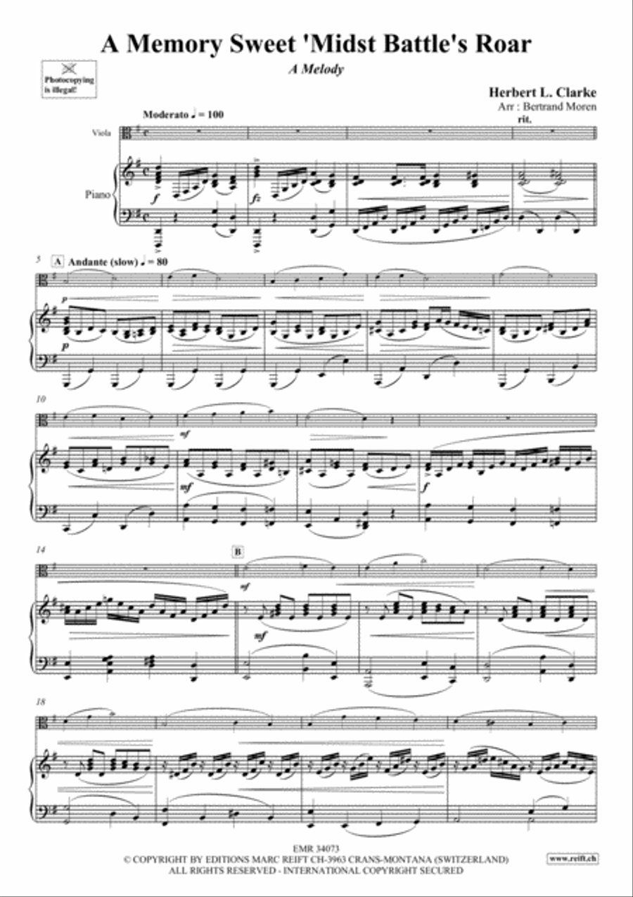 A Memory Sweet 'Midst Battle's Roar Viola scores gallery preview page 3