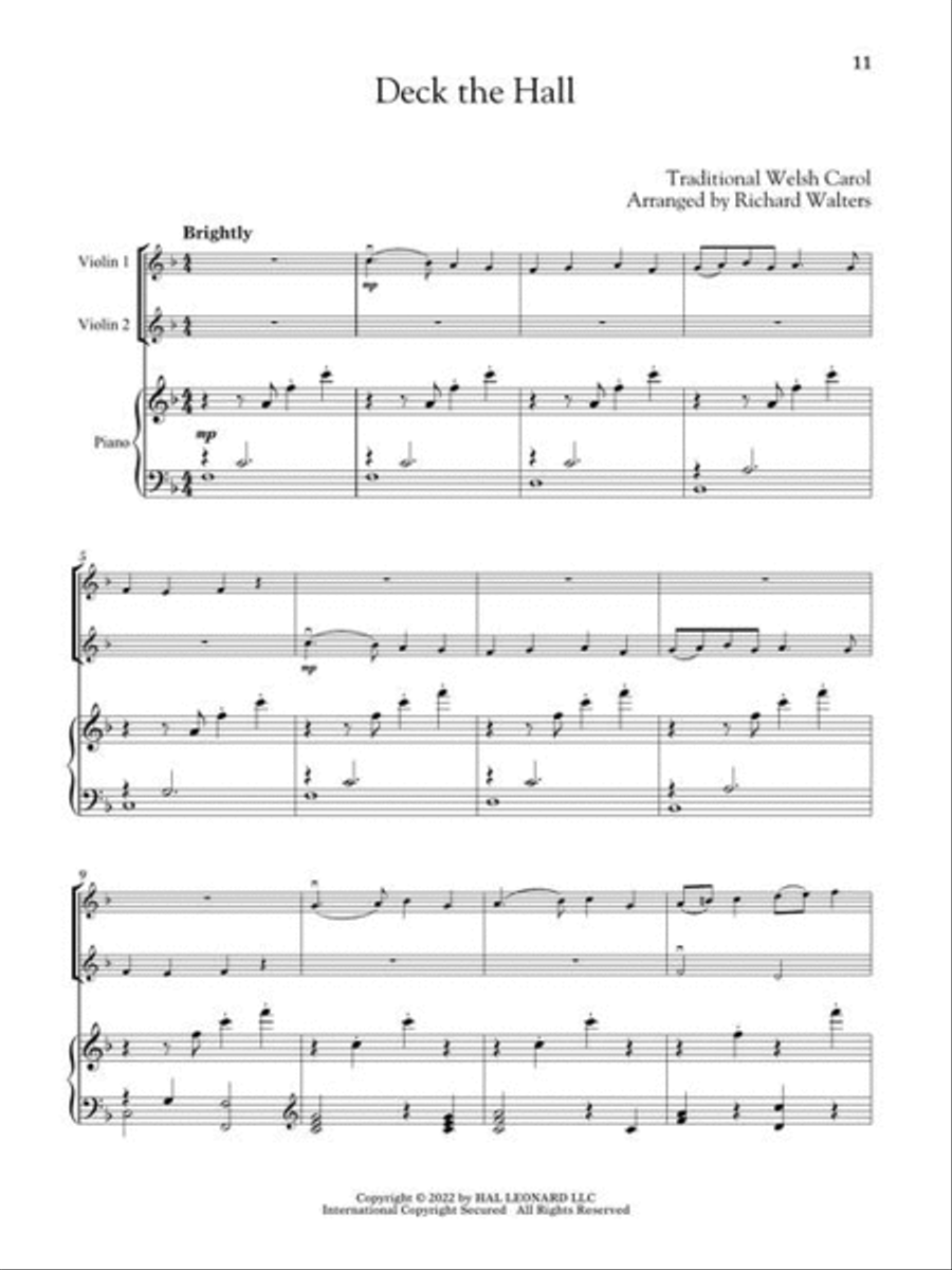 Christmas Carols for Violin Duet and Piano String Duet scores gallery preview page 6