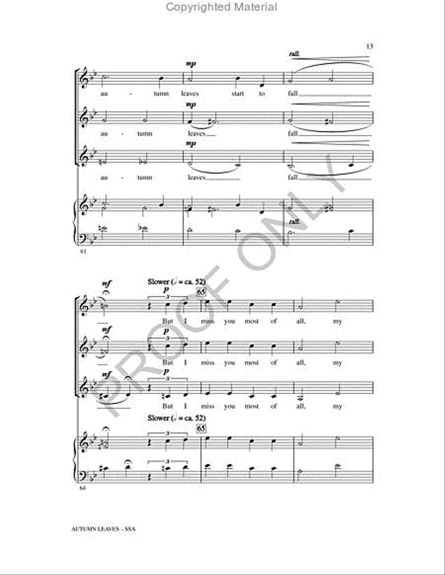 Autumn Leaves SSA scores gallery preview page 13