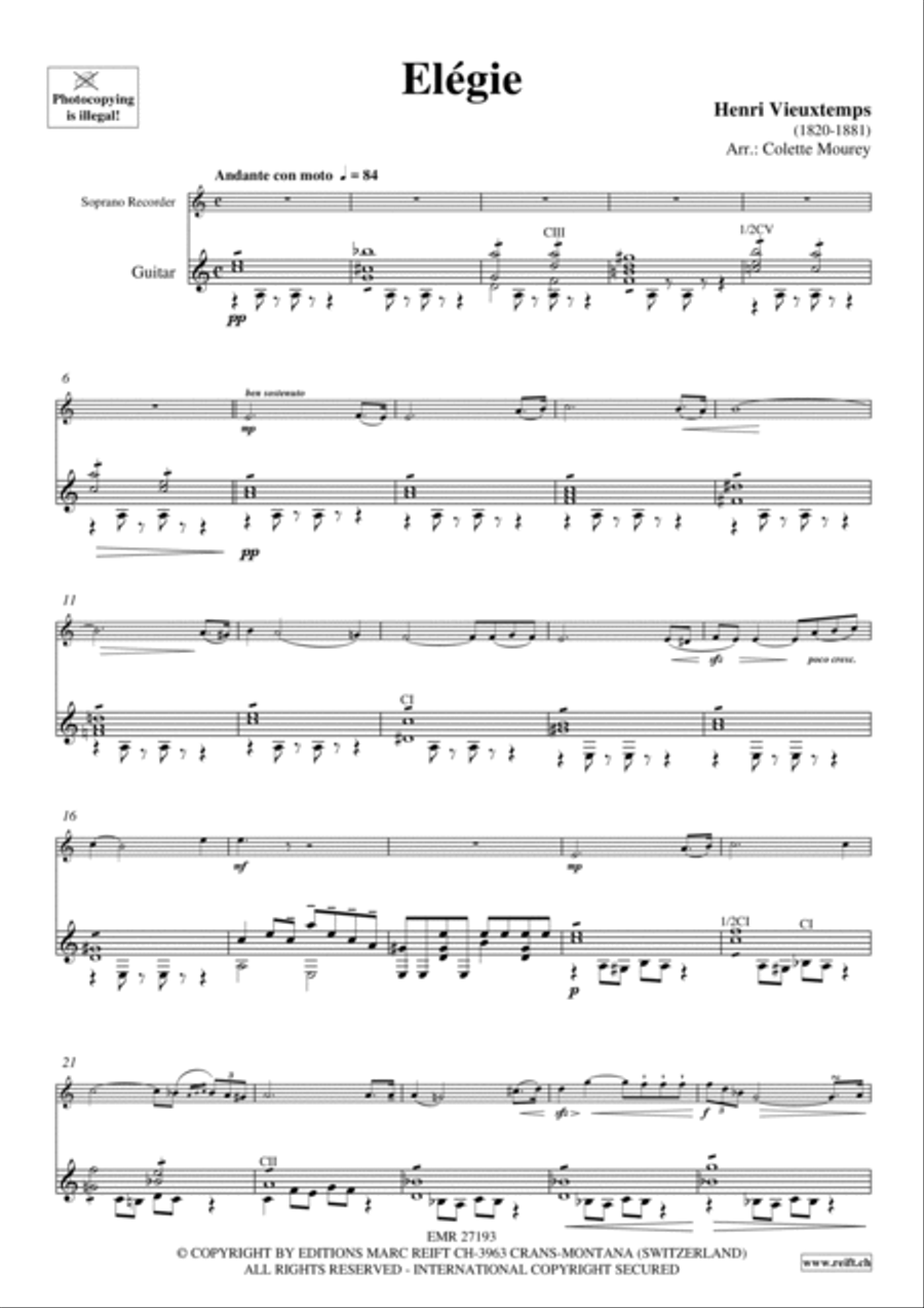 Elegie Soprano Recorder scores gallery preview page 6