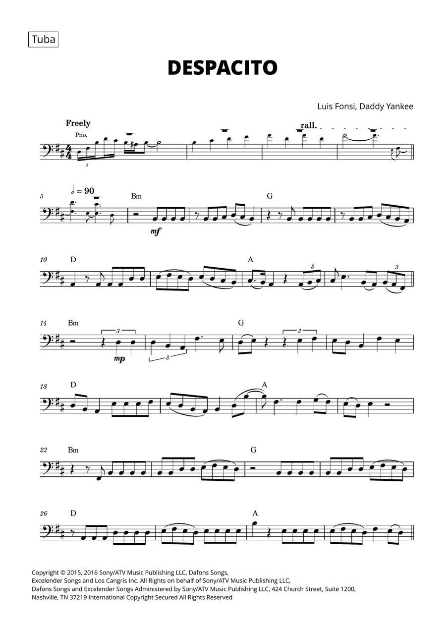 Despacito Tuba scores gallery preview page 1