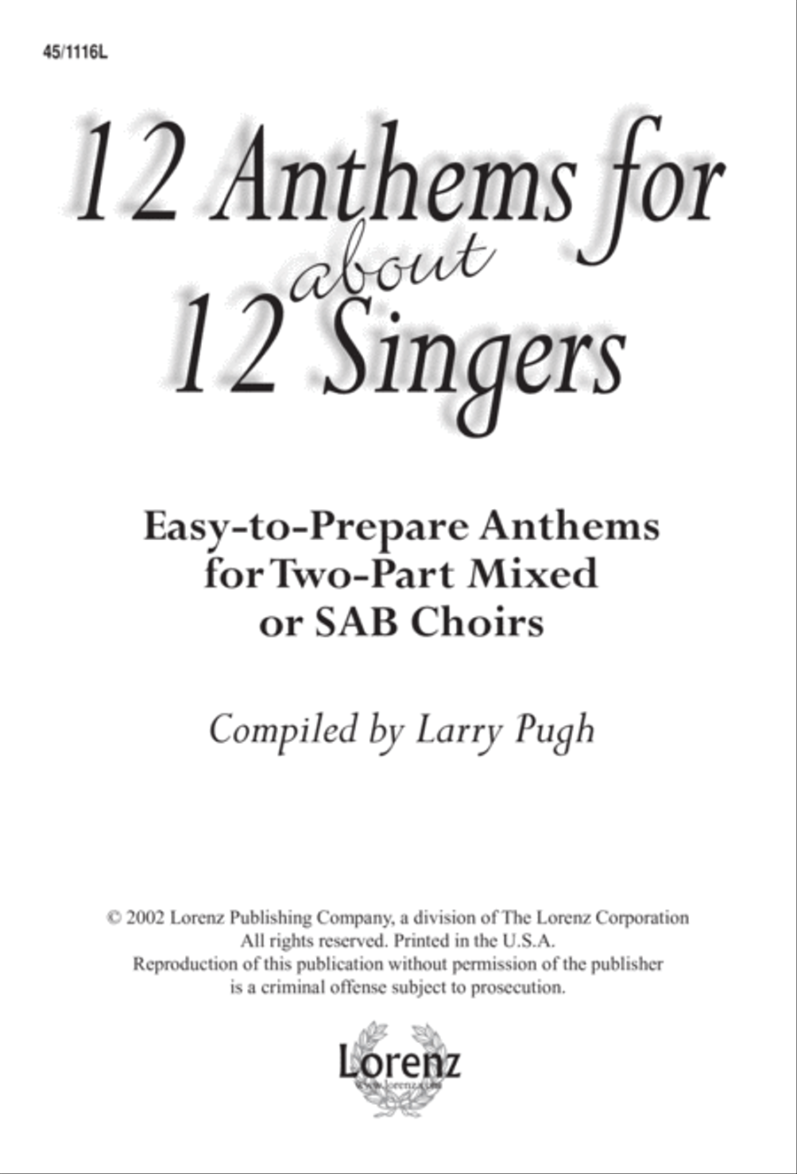 12 Anthems for about 12 Singers 3-Part scores gallery preview page 2