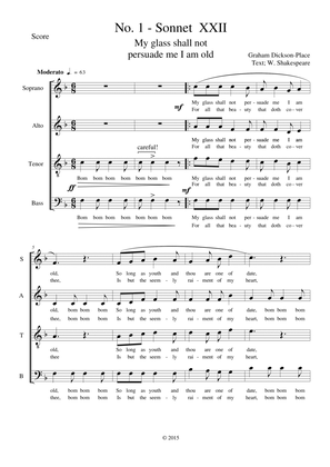 Shakespearean Sonnet XXII. Original composition by Graham Dickson-Place SATB a capella