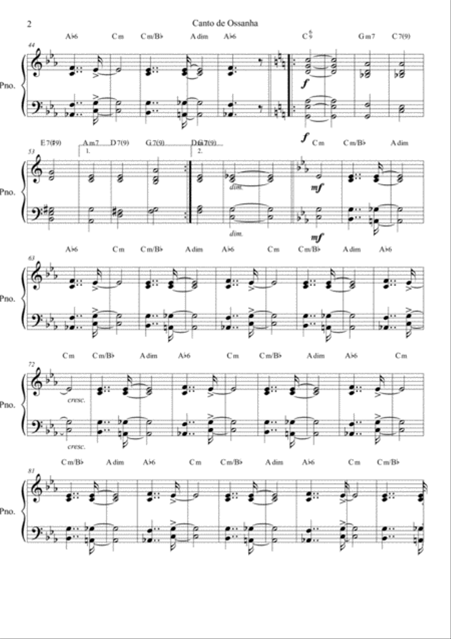 Canto De Ossanha Canto De Ossanha Piano Solo scores gallery preview page 2