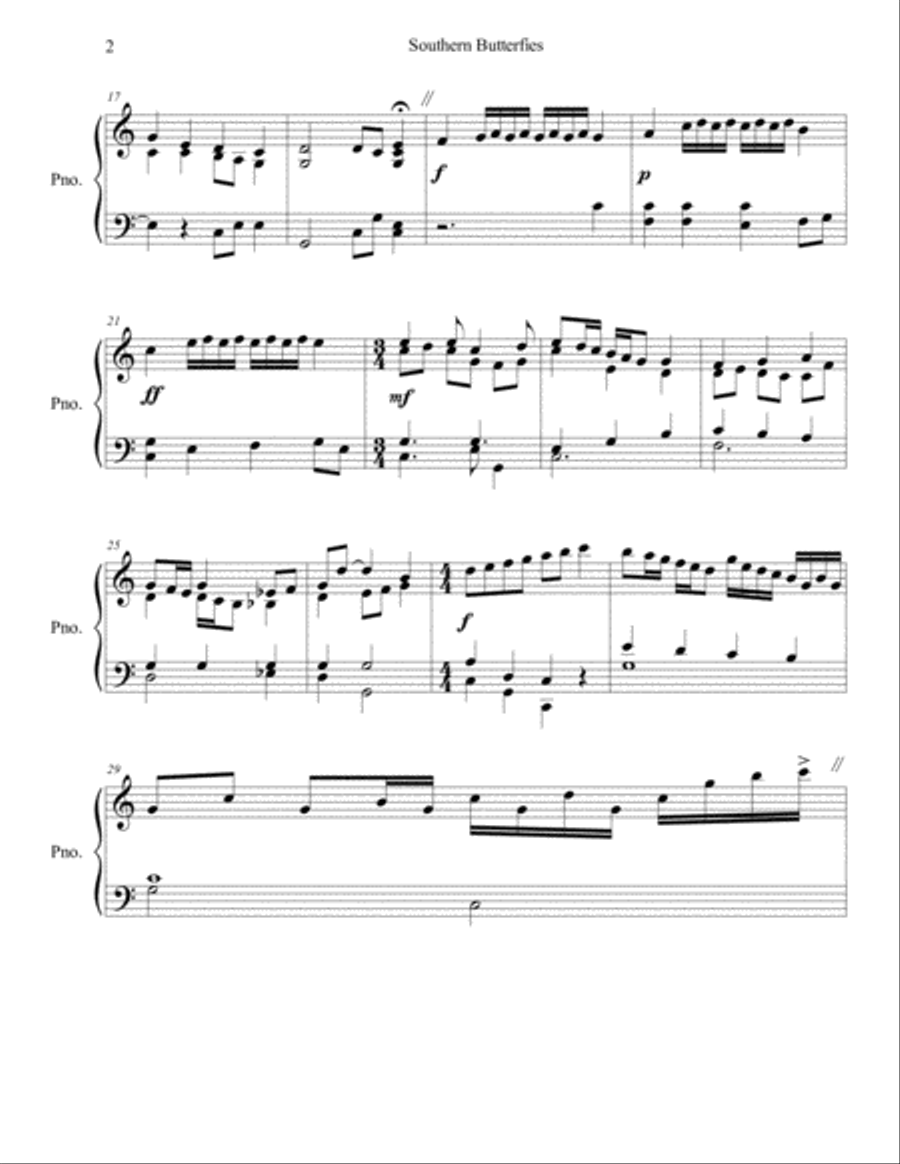 Southern Butterflies Piano Solo scores gallery preview page 2