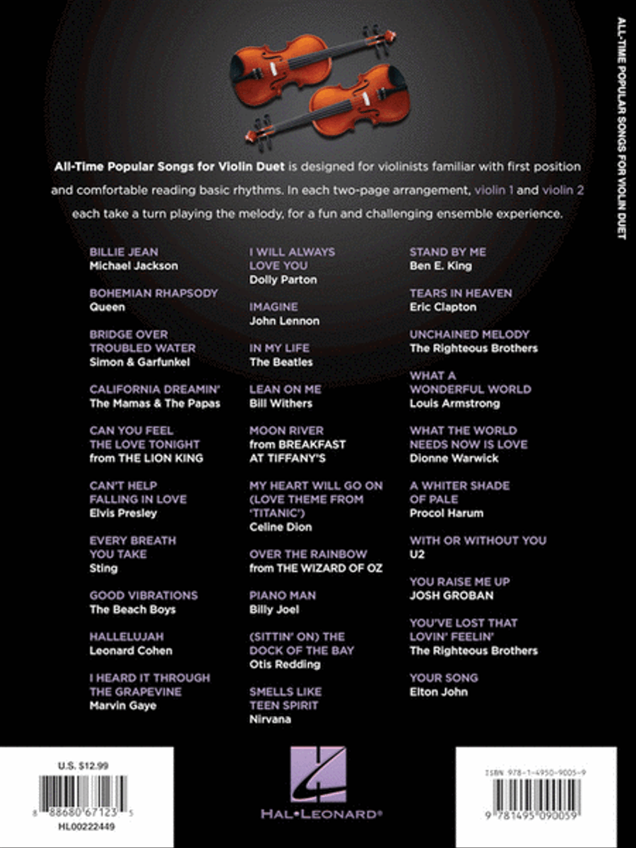 All-Time Popular Songs for Violin Duet String Duet scores gallery preview page 8