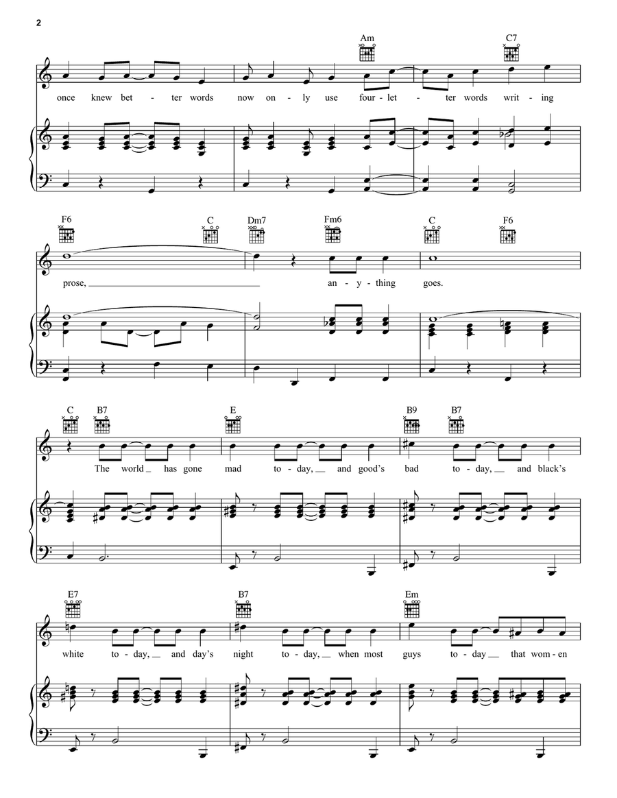 Anything Goes Piano, Vocal, Guitar scores gallery preview page 2