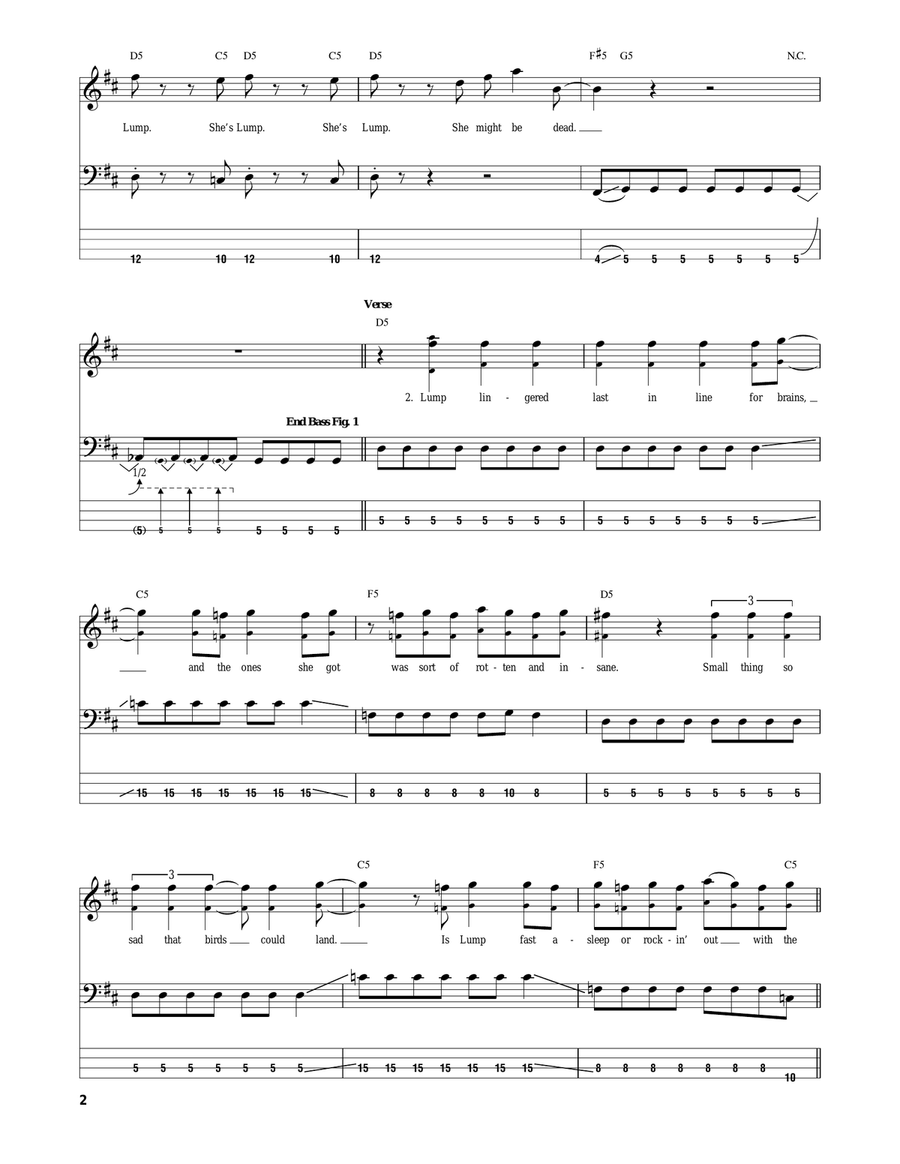 Lump Lump Bass Guitar Tablature scores gallery preview page 2