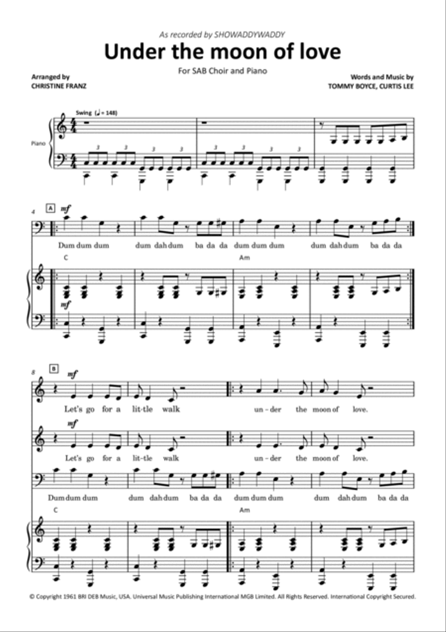 Under The Moon Of Love 3-Part scores gallery preview page 2
