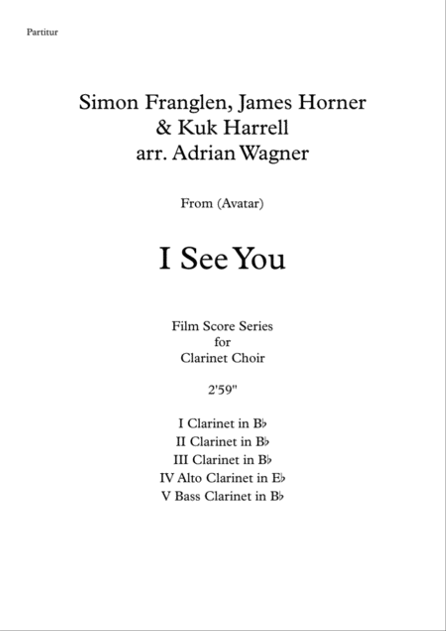 I See You (Theme From Avatar) Clarinet Choir scores gallery preview page 2