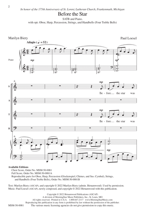 Before the Star (Choral Score)