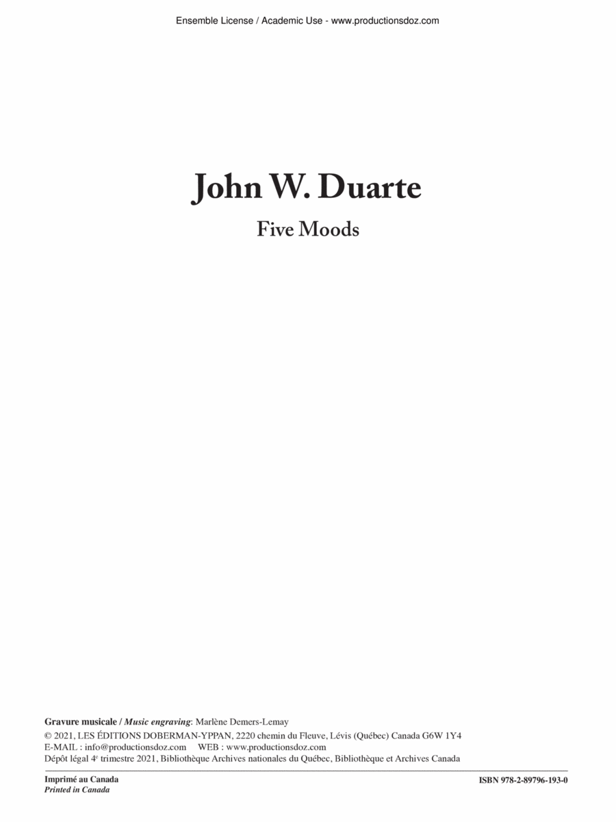 Five Moods, Op. 145 Flute scores gallery preview page 1