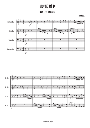 Handel's Water Music (Suite in D) Saxophone Quartet