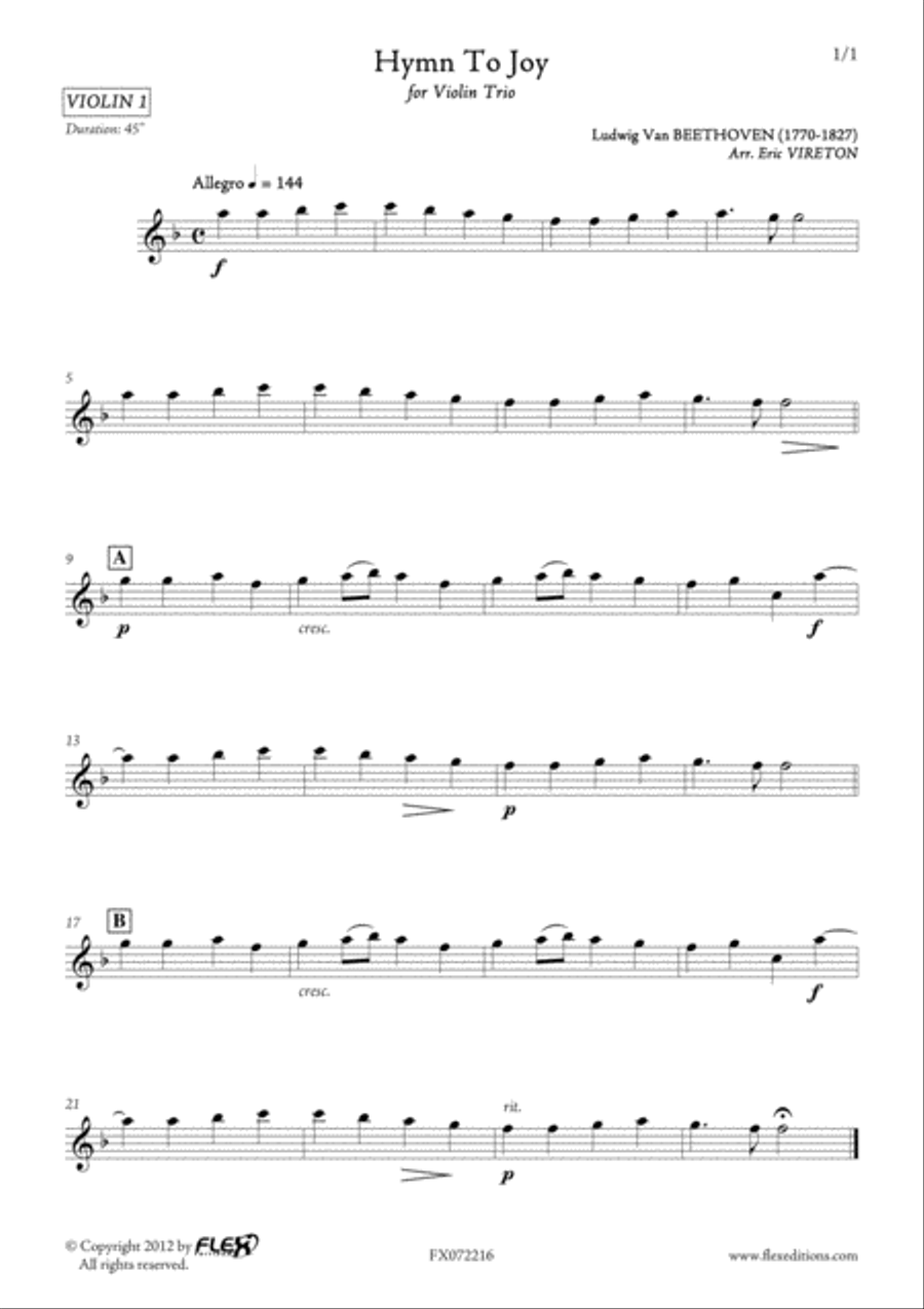 Hymn to Joy Hymn to Joy Violin scores gallery preview page 3