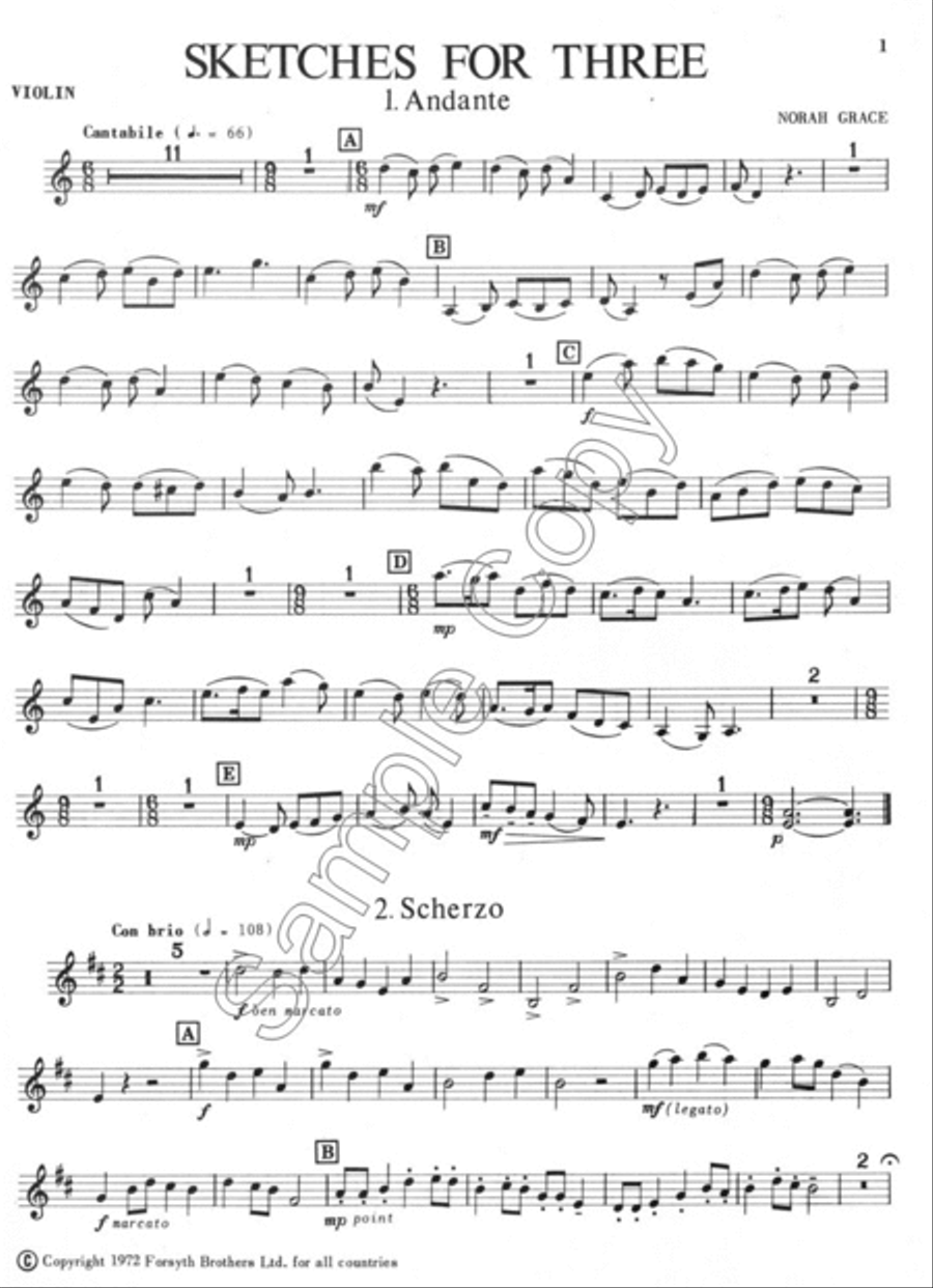 Sketches for Three Piano Trio scores gallery preview page 2