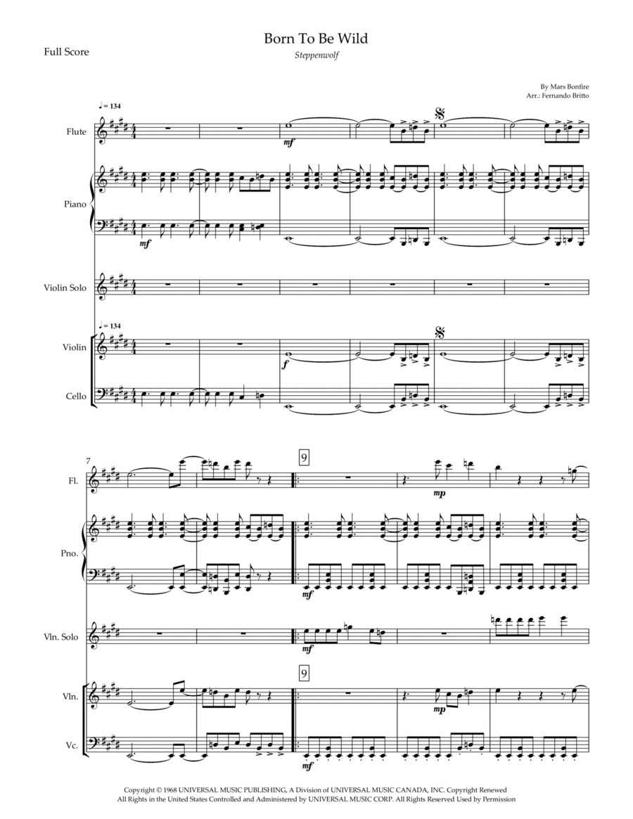Born To Be Wild Small Ensemble scores gallery preview page 1