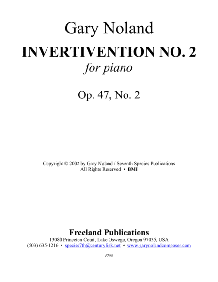 "Invertivention No. 2" for piano Op. 47, No. 2