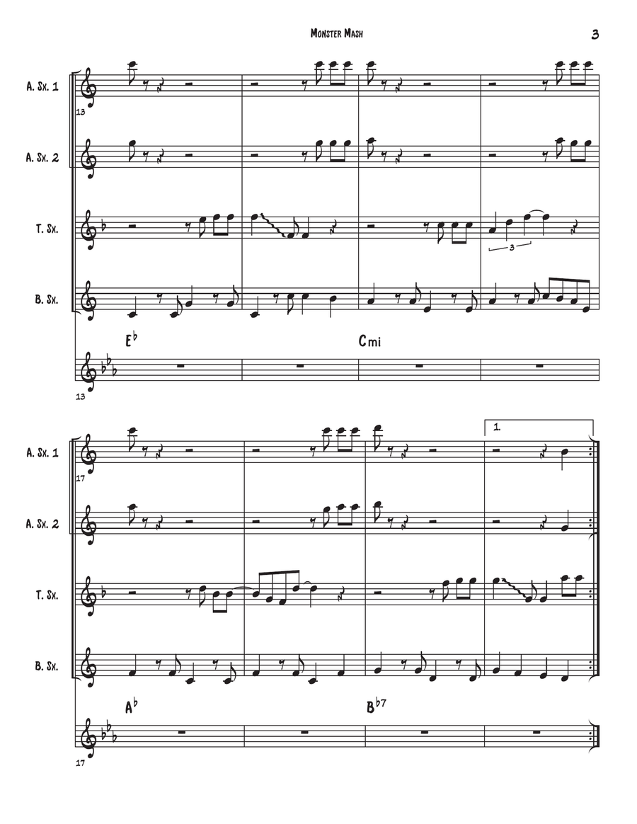 Monster Mash Monster Mash Saxophone Quartet scores gallery preview page 4