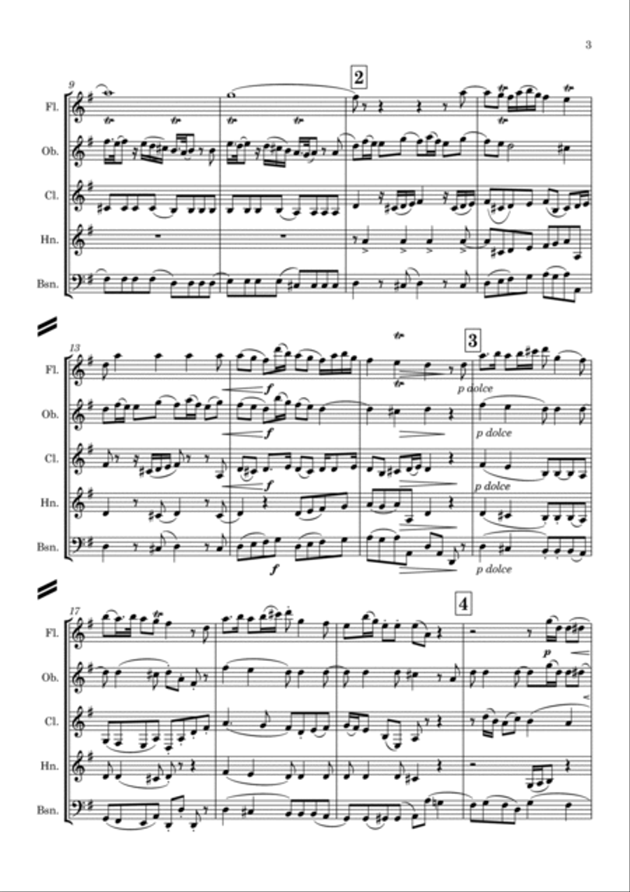 Gallo: Trio Sonata No.1 in G Mvt.1 (Pulcinella Suite Mvt.I Sinfonia) - wind quintet Woodwind Quintet scores gallery preview page 4