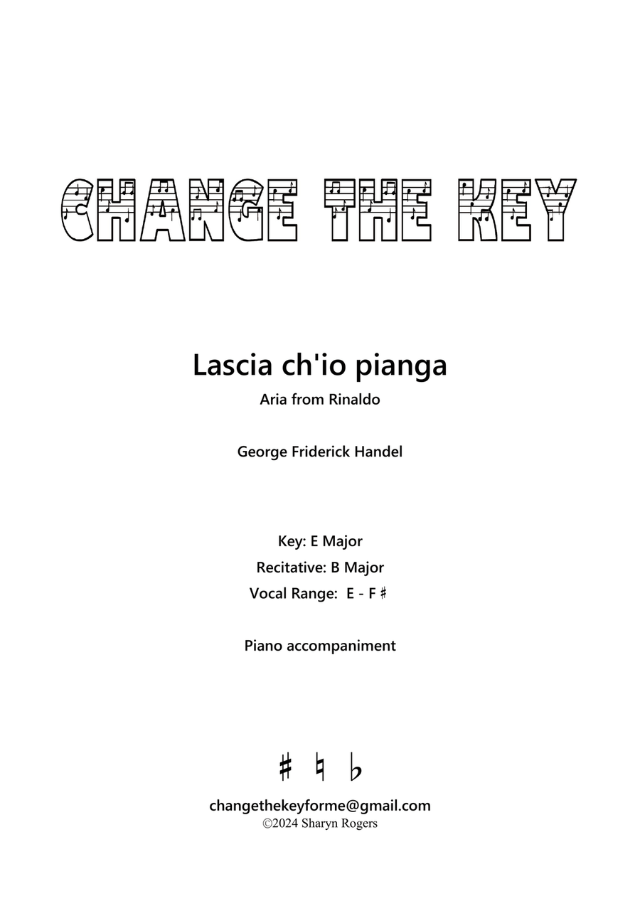Lascia ch'io pianga - E Major Voice Solo scores gallery preview page 1