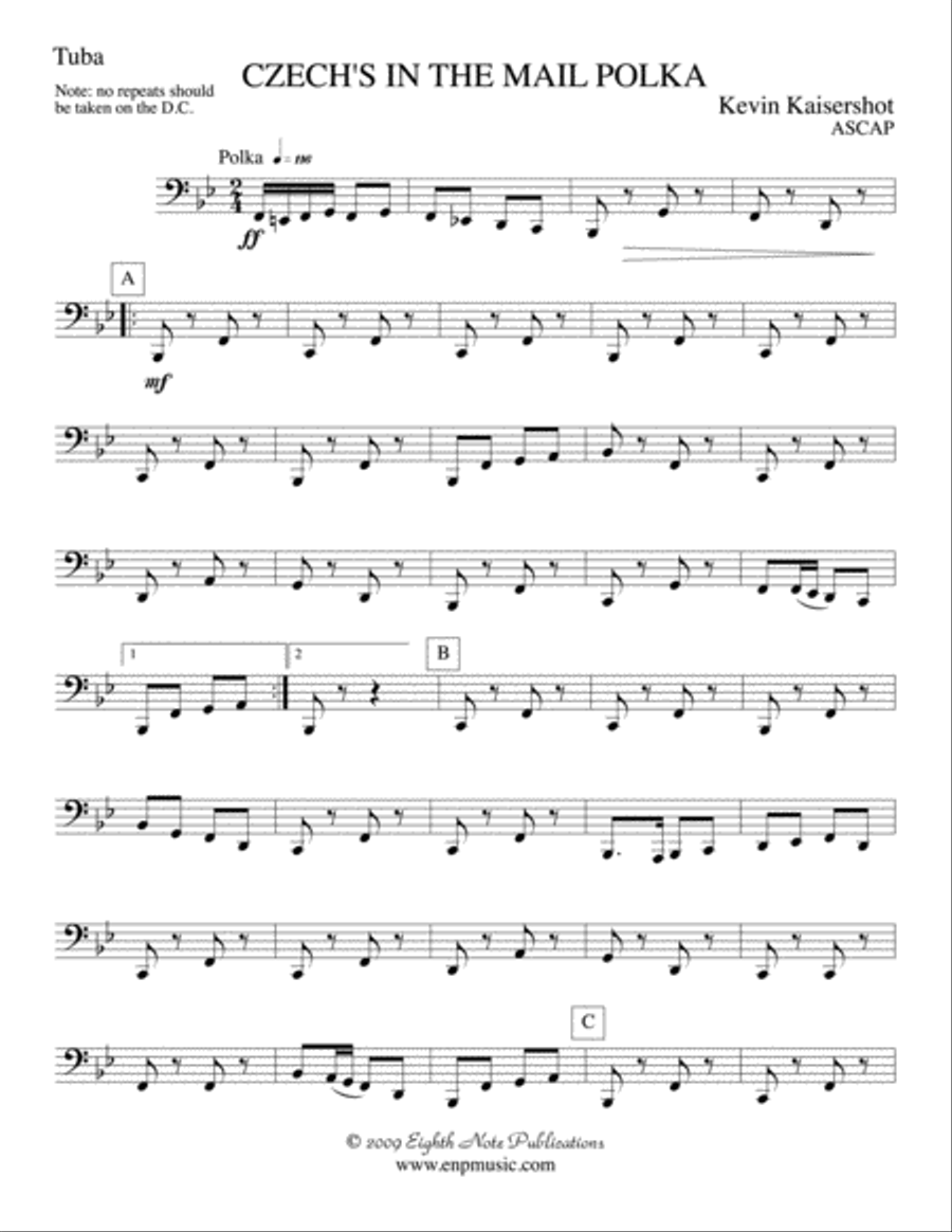 Czech's in the Mail Polka: Tuba Brass Quintet scores gallery preview page 1