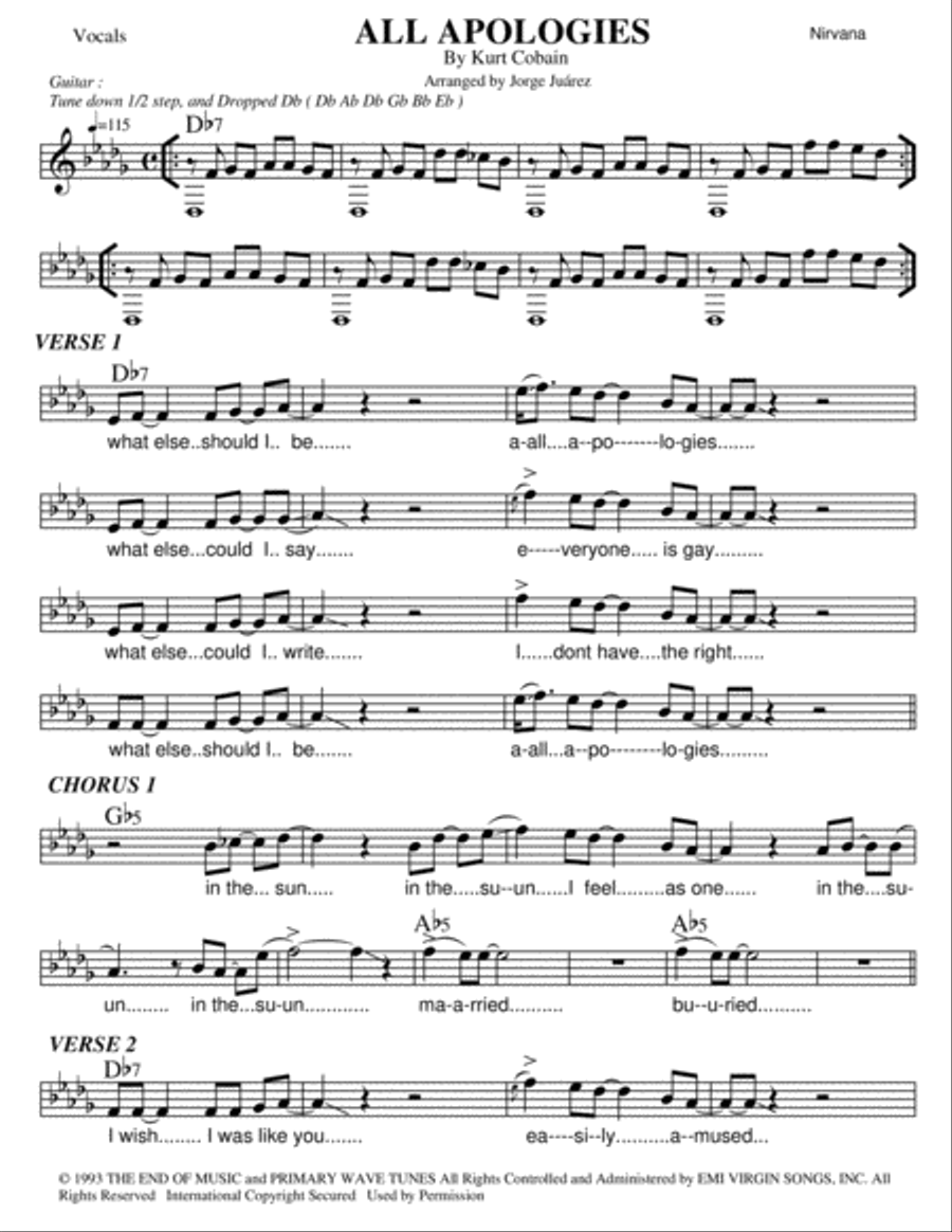 All Apologies Voice Solo scores gallery preview page 1