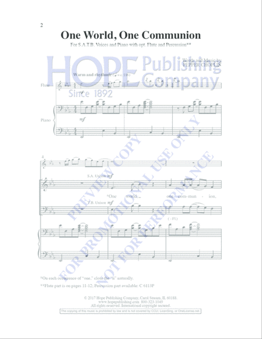 One World, One Communion 4-Part scores gallery preview page 2