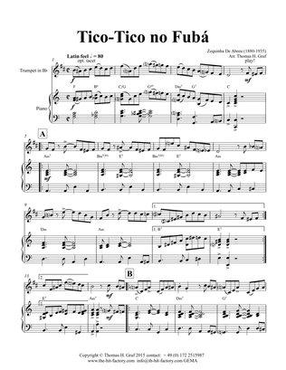 Tico-Tico no Fubá - Choro - Key: A-minor - Piano and Trumpet