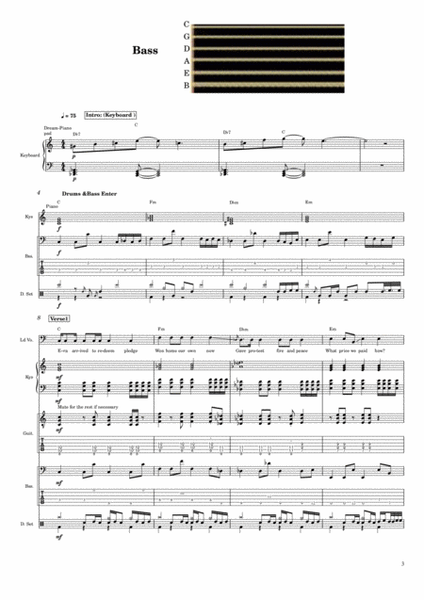 Hours After Midnight : Full Score Music Sheet: staff/tabs