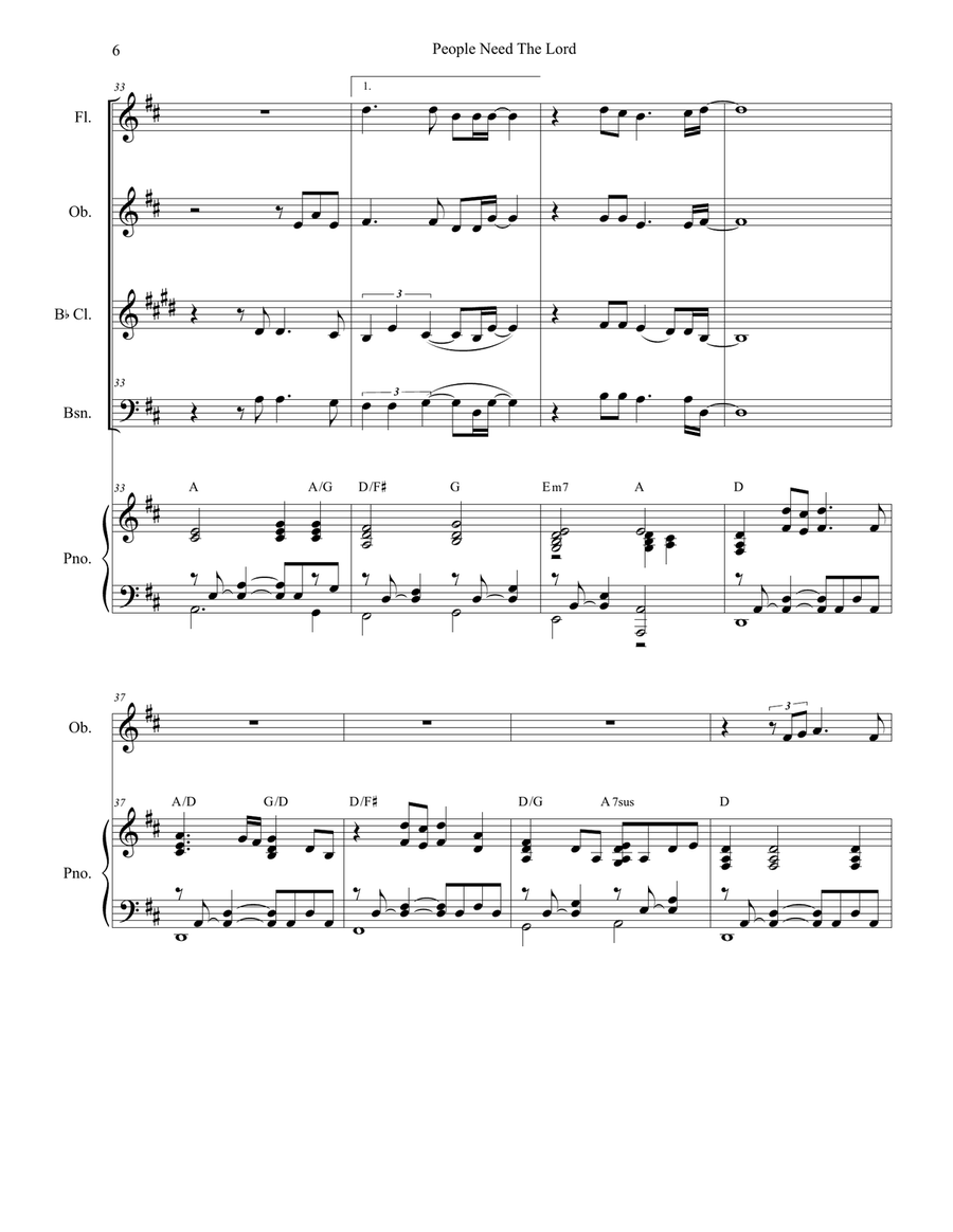 People Need The Lord Woodwind Quartet scores gallery preview page 6
