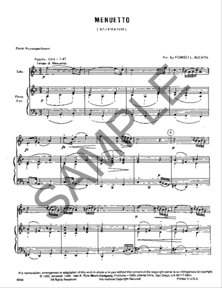 Menuetto Clarinet Solo scores gallery preview page 2