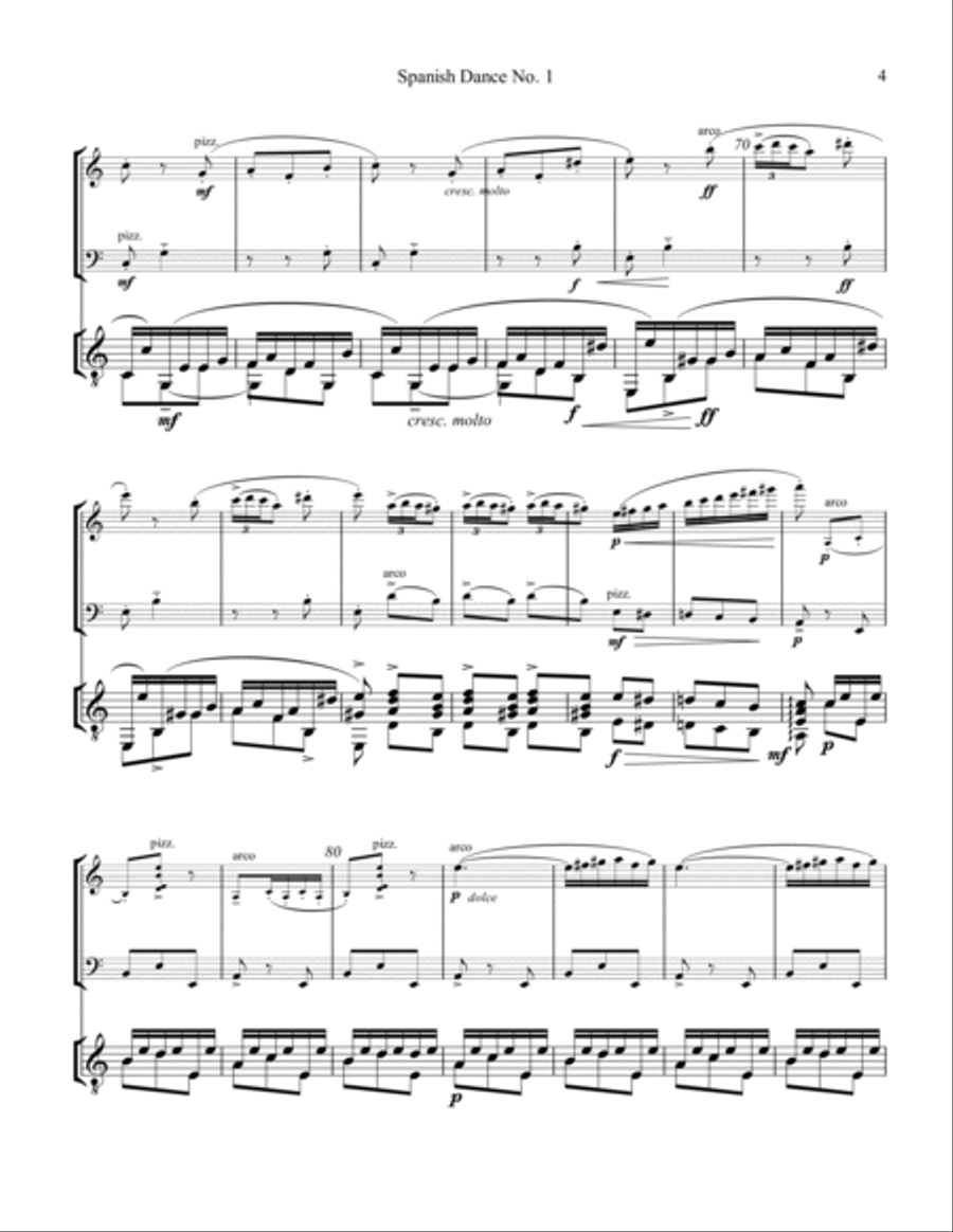 Spanish Dance No. 1, Danza from La vida breve for violin, cello and guitar Cello scores gallery preview page 5