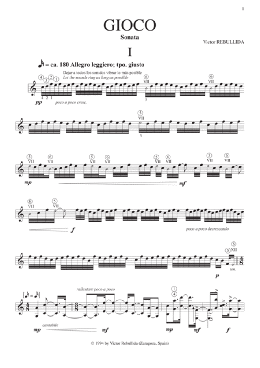 Gioco. Sonata for guitar Classical Guitar scores gallery preview page 3