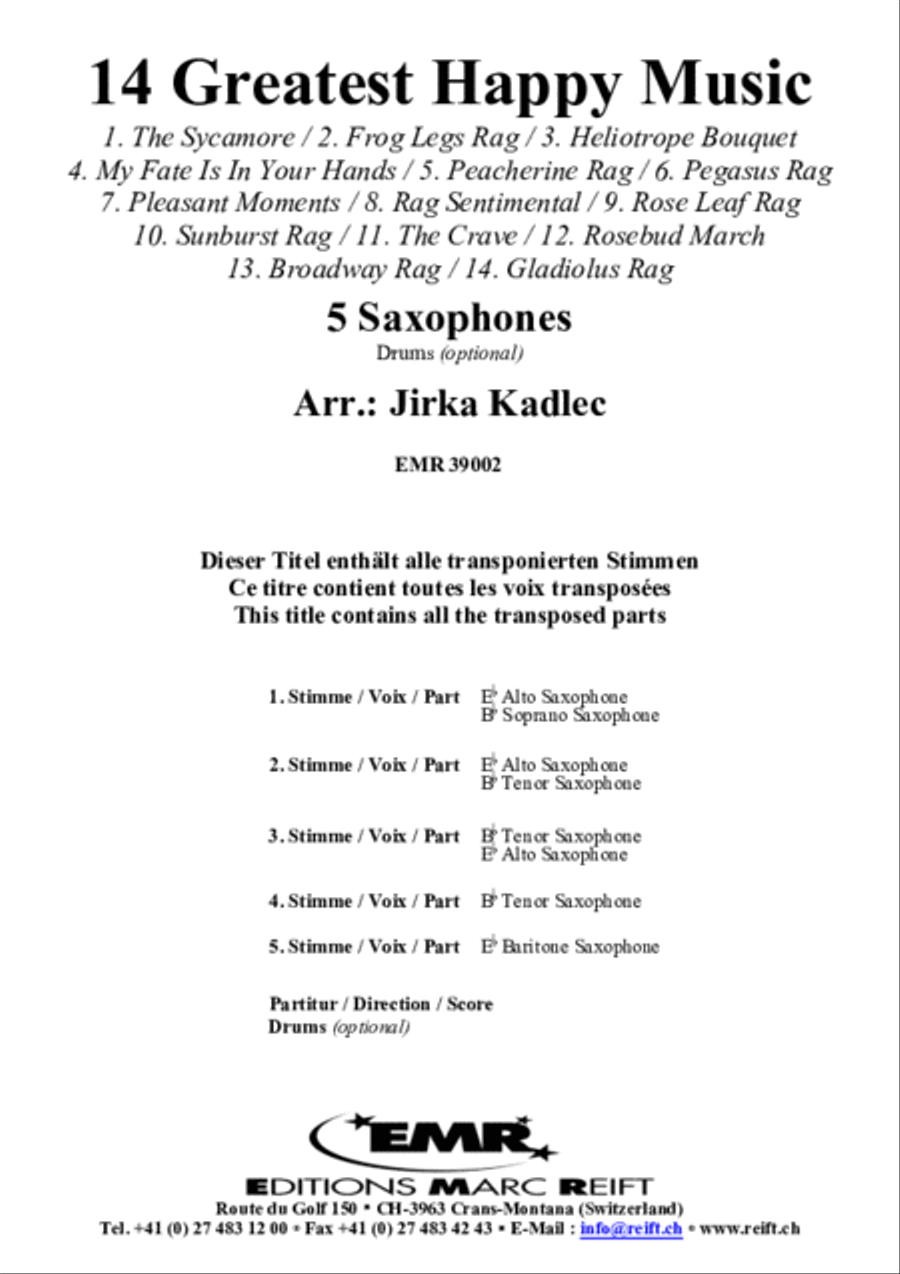 14 Greatest Happy Music 14 Greatest Happy Music Saxophone Quintet scores gallery preview page 2