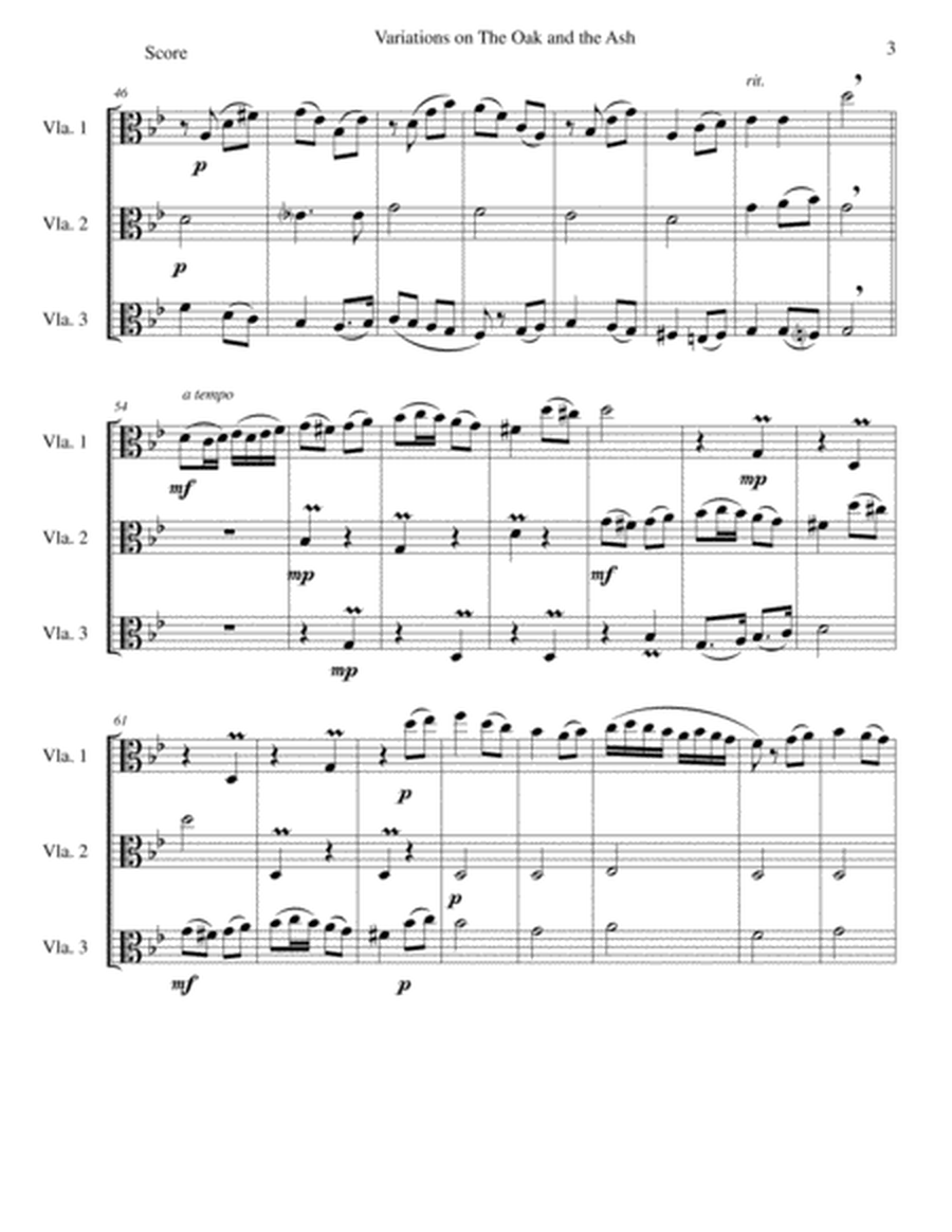 Variations on The Oak and the Ash (A north country Maid) for viola trio image number null