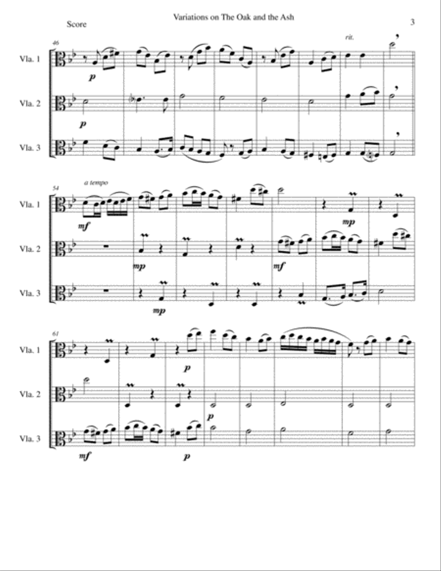 Variations on The Oak and the Ash (A north country Maid) for viola trio Viola Solo scores gallery preview page 3