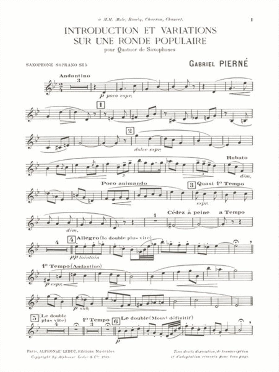 Introduction et Variations sur une Ronde Populaire Saxophone Quartet scores gallery preview page 2