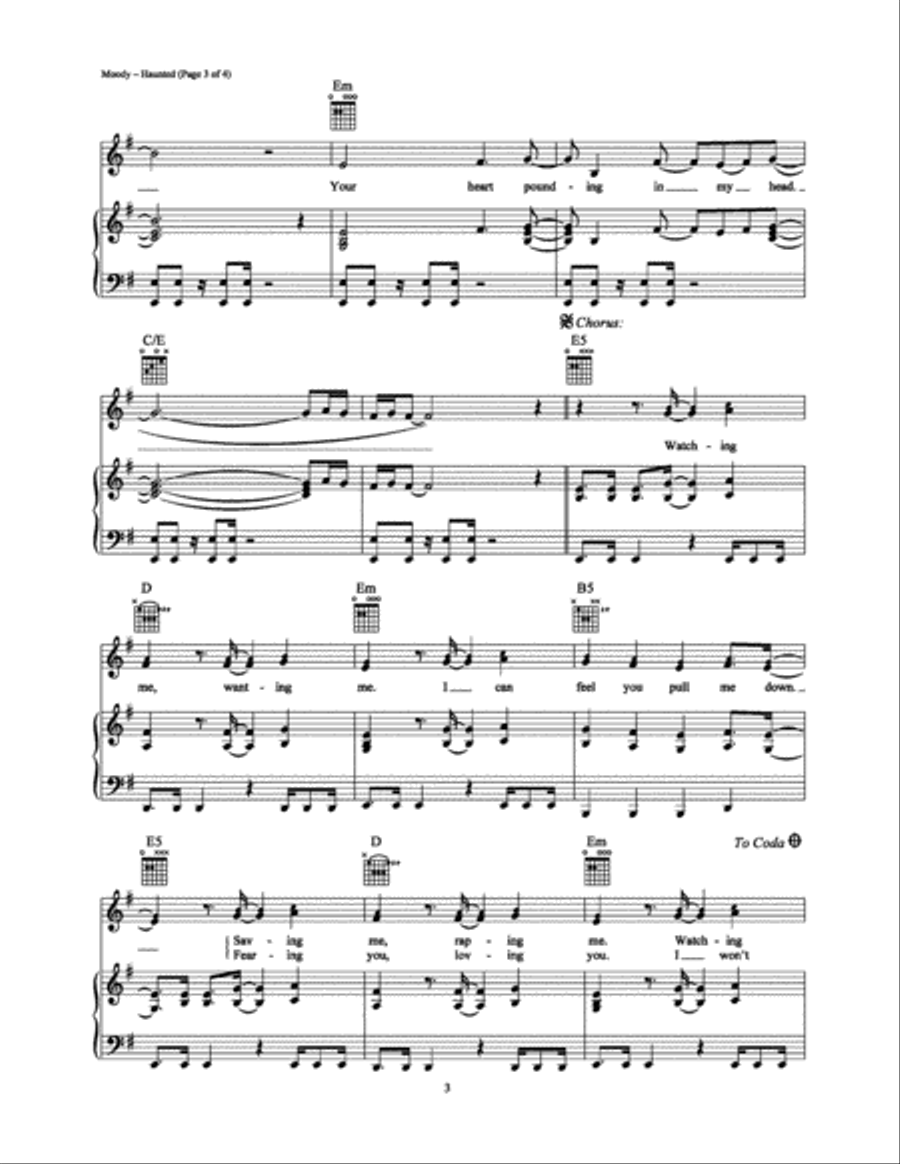 Haunted Piano, Vocal, Guitar scores gallery preview page 3