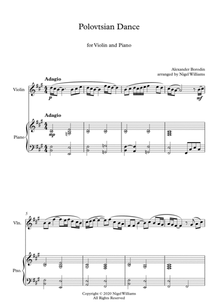 Polovtsian Dance (Kismet), for Violin and Piano image number null