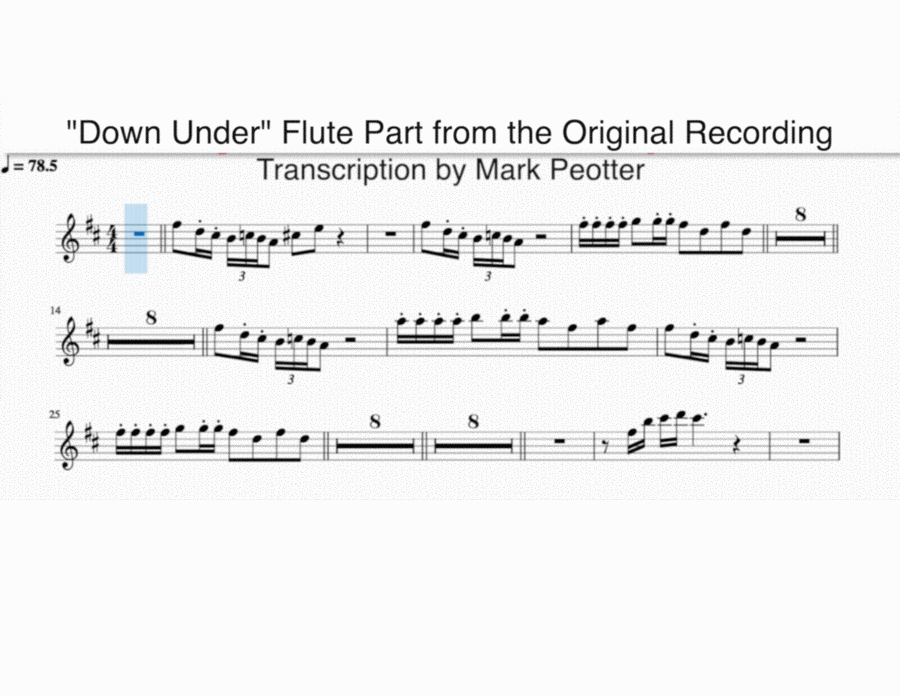 Down Under Down Under Flute Solo scores gallery preview page 1