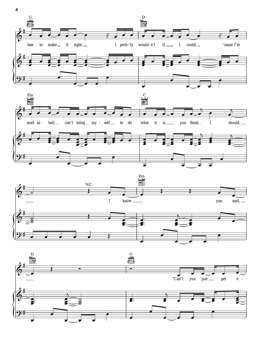 Not Ready To Make Nice Piano, Vocal, Guitar scores gallery preview page 4