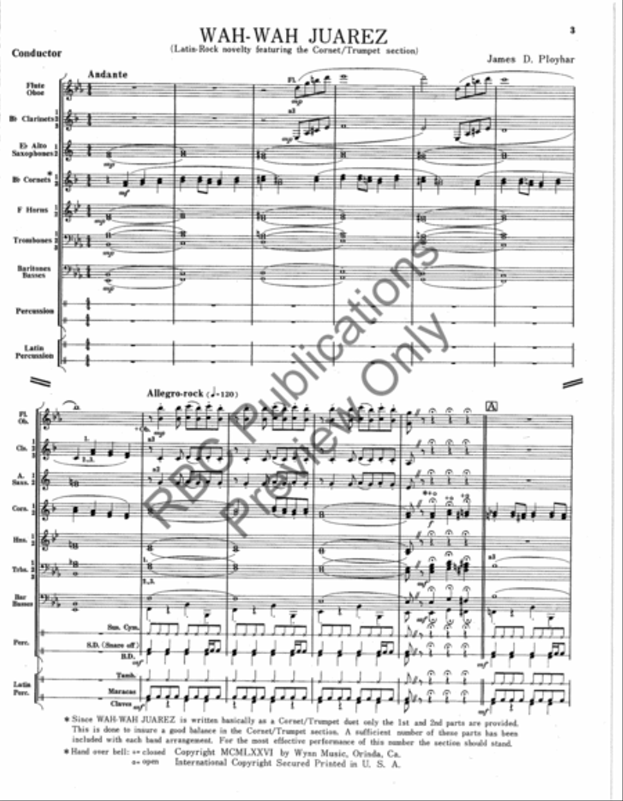 Wah Wah Juarez Concert Band scores gallery preview page 3