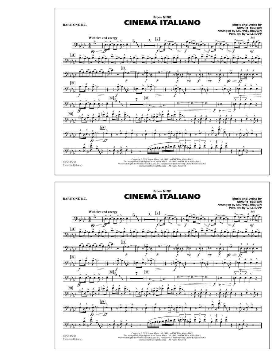 Cinema Italiano (from Nine) - Baritone B.C. Marching Band scores gallery preview page 1